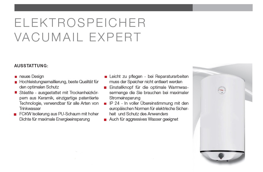 Heißwasserspeicher VM Expert 50l Vacumail