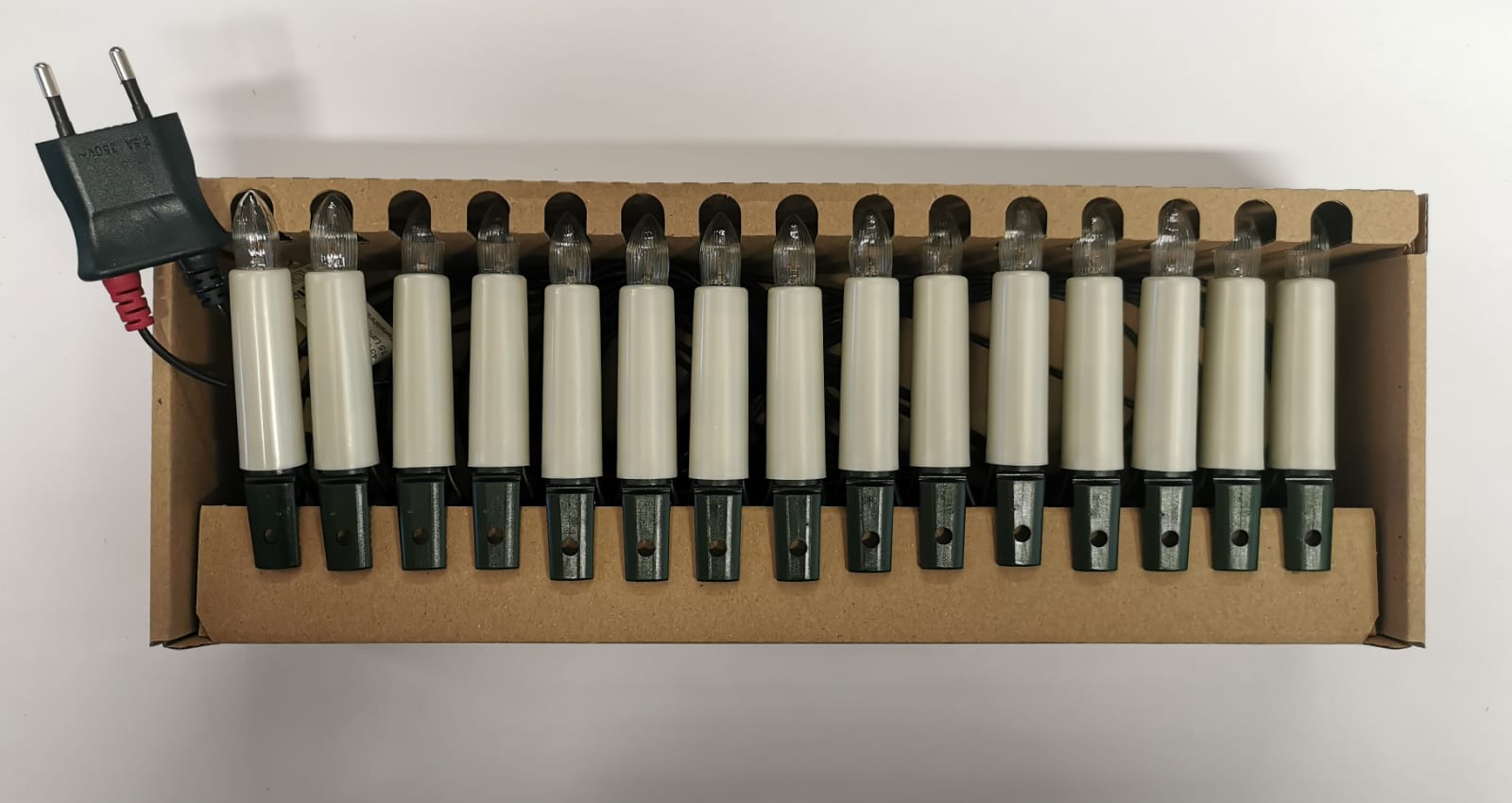 Innenlichterkette 15 Spitzkerzen, 60cm Kerzenabstand, Perlmutt